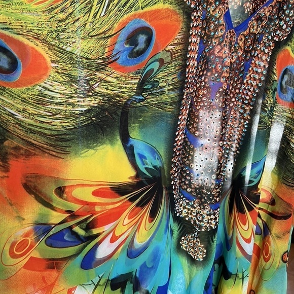 Indian Bazaar Vintage Peacock Jeweled Kaftan Free Size - Picture 2 of 9